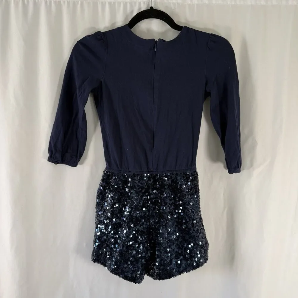 Gap Kids Romper Girls Medium Blue Sequin Long Sleeve Round Neck Zip Back